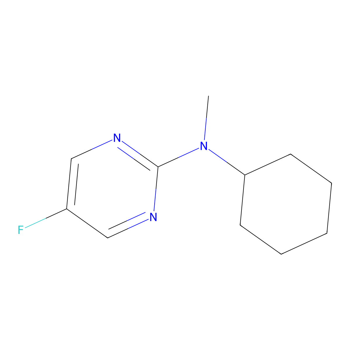 N-cyclohexyl-5-fluoro-N-methylpyrimidin-2-amine molecular structure, CAS 2034416-84-5
