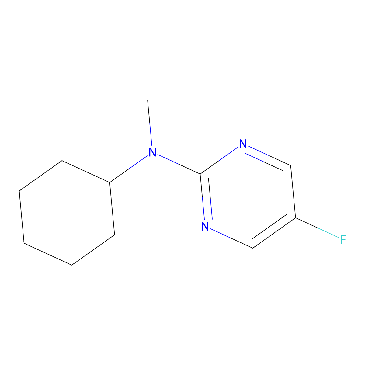 N-cyclohexyl-5-fluoro-N-methylpyrimidin-2-amine molecular structure, CAS 2034416-84-5