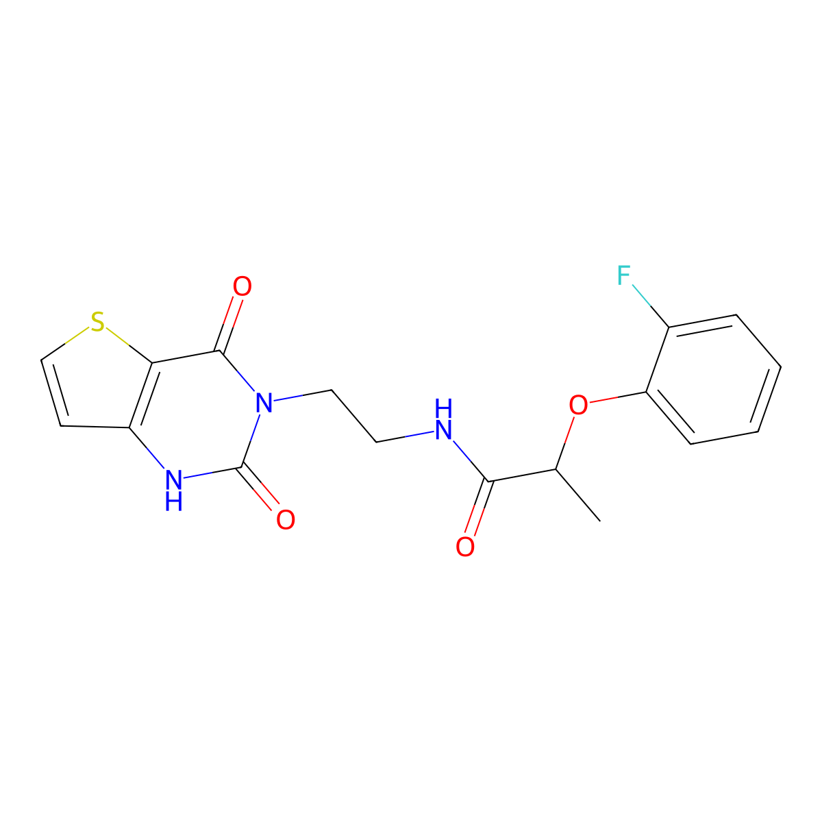 N-(2-(2,4-dioxo-1,2-dihydrothieno[3,2-d]pyrimidin-3(4H)-yl)ethyl)-2-(2-fluorophenoxy)propanamide molecular structure, CAS 2034416-85-6