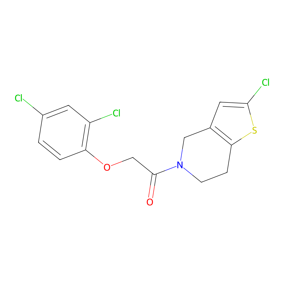 1-(2-chloro-6,7-dihydrothieno[3,2-c]pyridin-5(4H)-yl)-2-(2,4-dichlorophenoxy)ethanone molecular structure, CAS 2034416-86-7