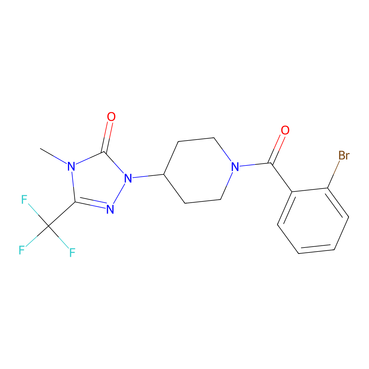 1-(1-(2-bromobenzoyl)piperidin-4-yl)-4-methyl-3-(trifluoromethyl)-1H-1,2,4-triazol-5(4H)-one molecular structure, CAS 2034416-87-8