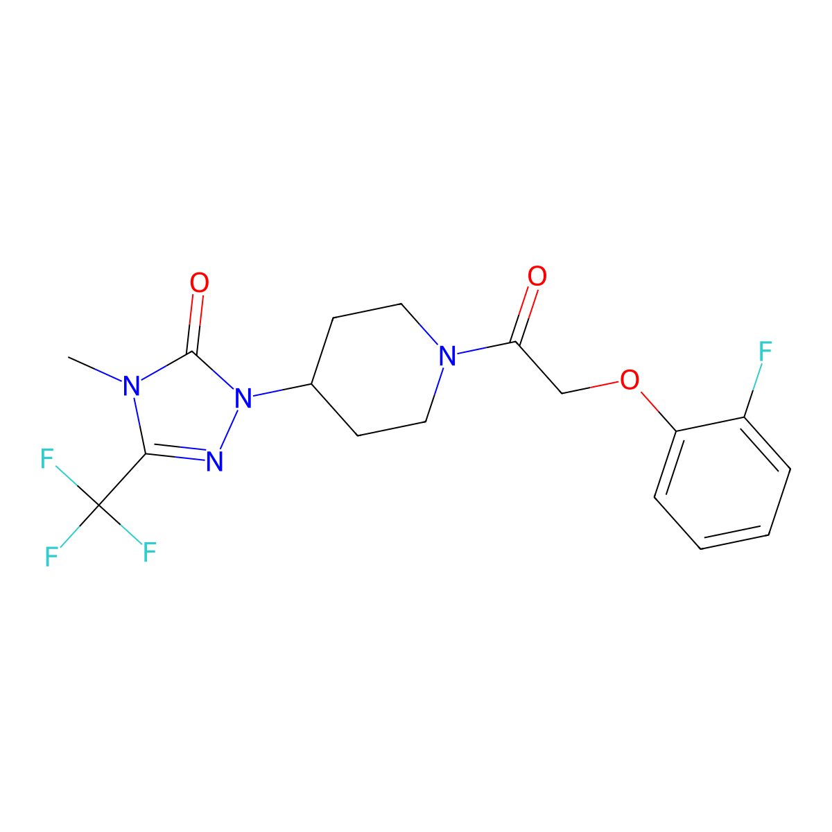 1-(1-(2-(2-fluorophenoxy)acetyl)piperidin-4-yl)-4-methyl-3-(trifluoromethyl)-1H-1,2,4-triazol-5(4H)-one molecular structure, CAS 2034416-94-7