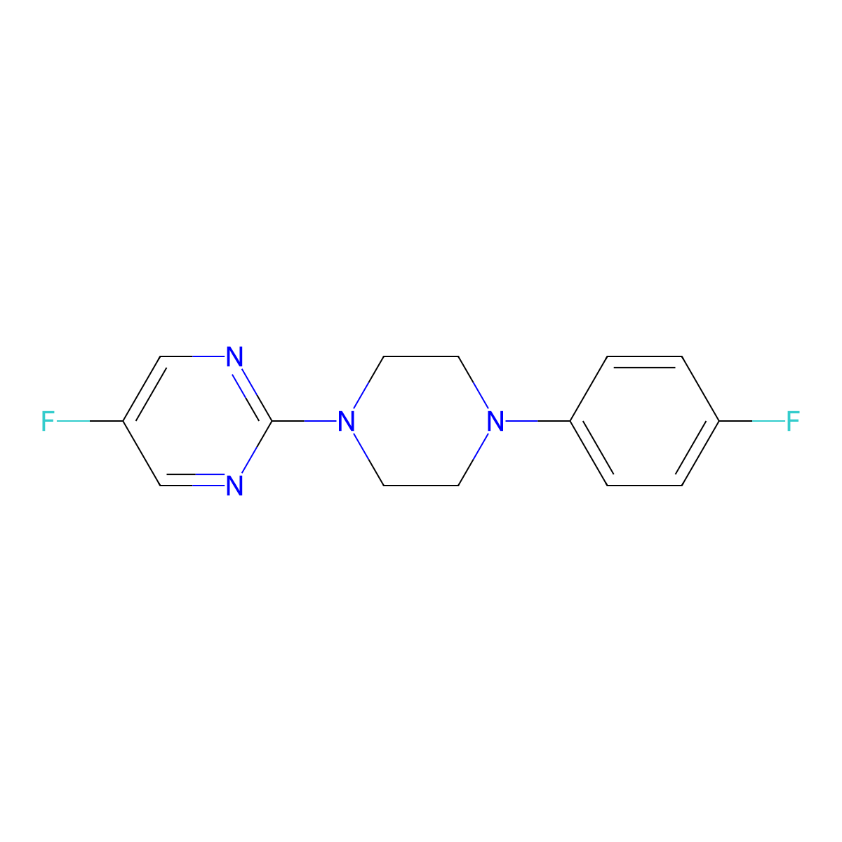 5-Fluoro-2-[4-(4-fluorophenyl)piperazin-1-yl]pyrimidine molecular structure, CAS 2034416-95-8