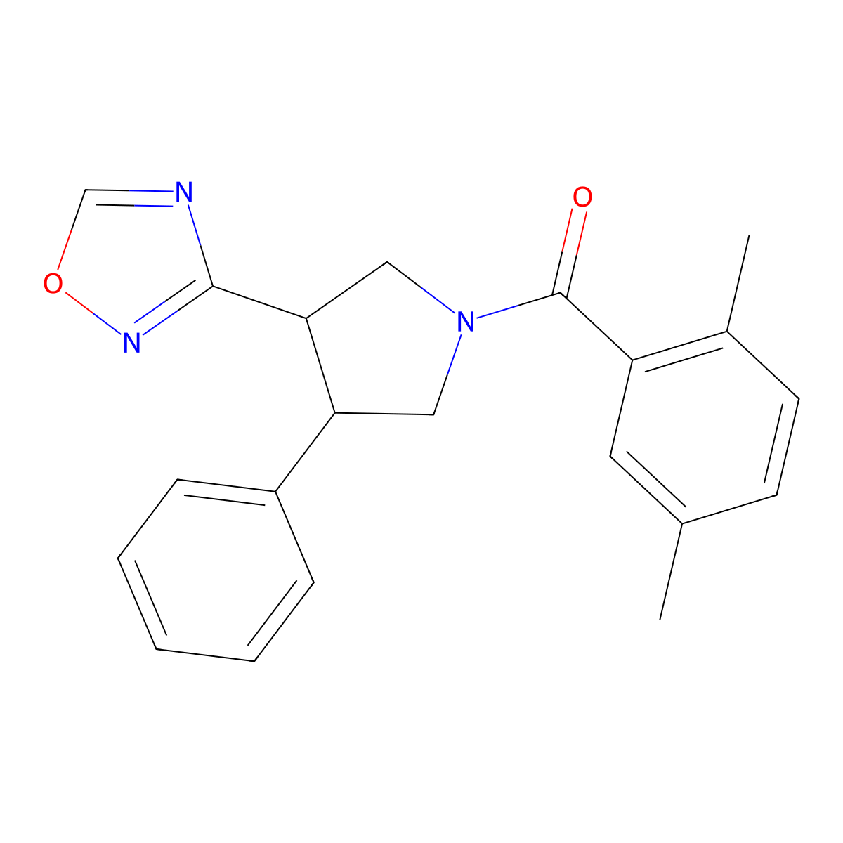 (3-(1,2,4-Oxadiazol-3-yl)-4-phenylpyrrolidin-1-yl)(2,5-dimethylphenyl)methanone molecular structure, CAS 2034416-96-9