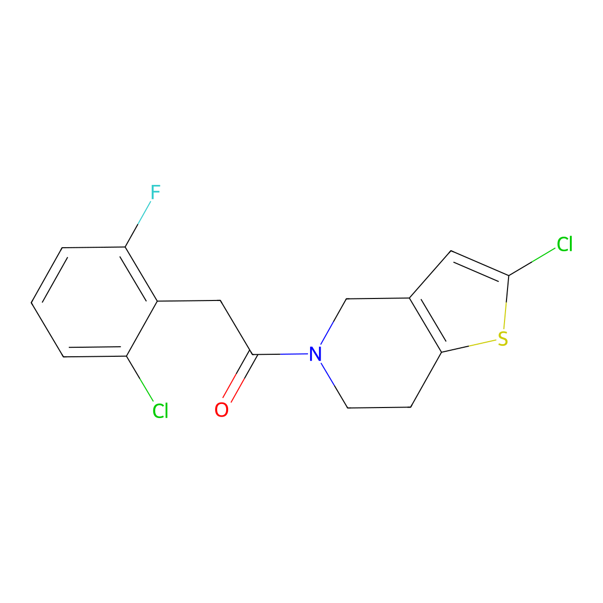 1-(2-chloro-6,7-dihydrothieno[3,2-c]pyridin-5(4H)-yl)-2-(2-chloro-6-fluorophenyl)ethanone molecular structure, CAS 2034416-97-0
