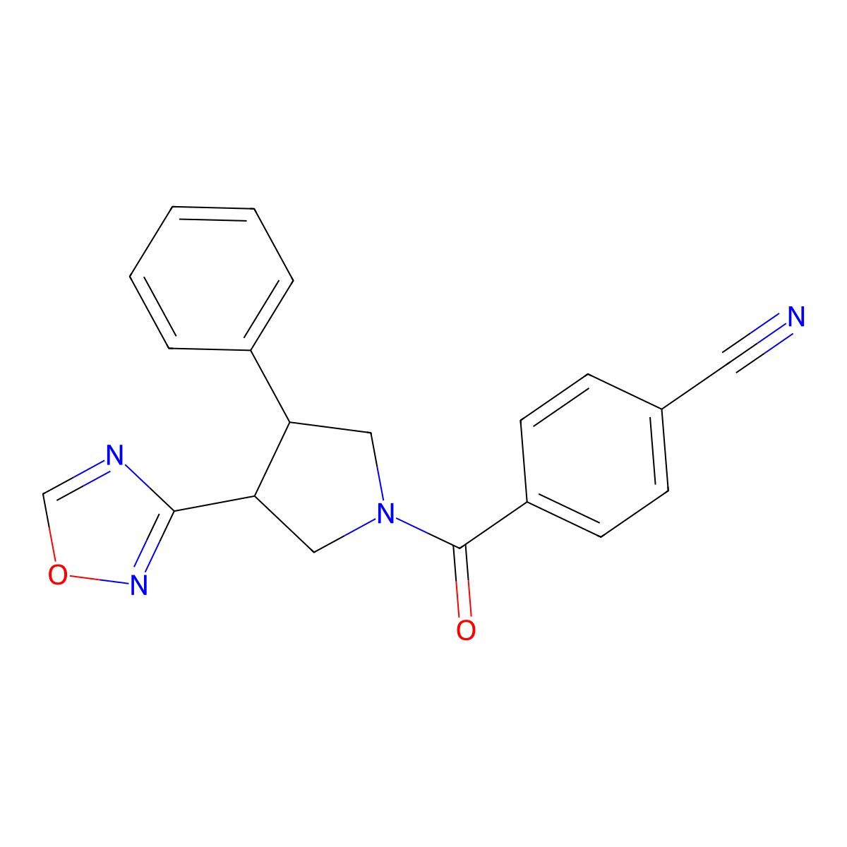 4-[3-(1,2,4-Oxadiazol-3-yl)-4-phenylpyrrolidine-1-carbonyl]benzonitrile molecular structure, CAS 2034417-00-8