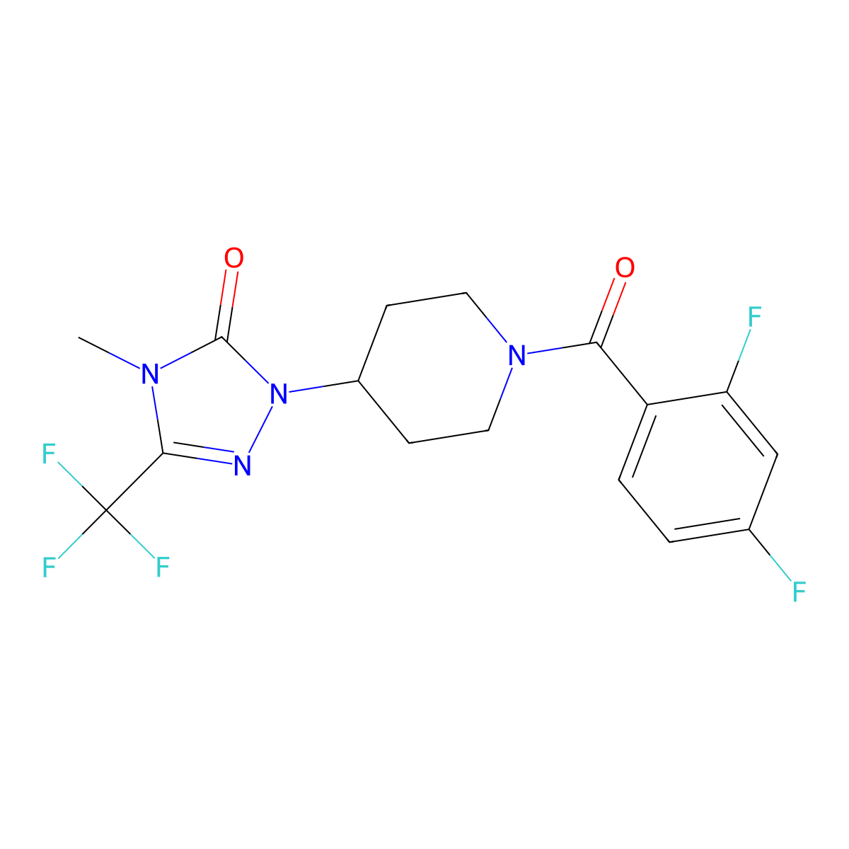 1-(1-(2,4-difluorobenzoyl)piperidin-4-yl)-4-methyl-3-(trifluoromethyl)-1H-1,2,4-triazol-5(4H)-one molecular structure, CAS 2034417-03-1