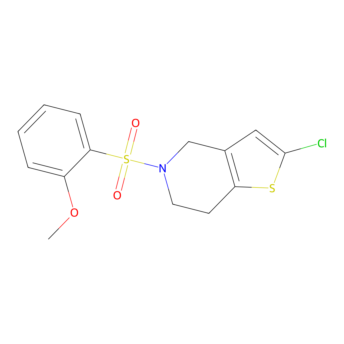 2-Chloro-5-((2-methoxyphenyl)sulfonyl)-4,5,6,7-tetrahydrothieno[3,2-c]pyridine molecular structure, CAS 2034417-17-7