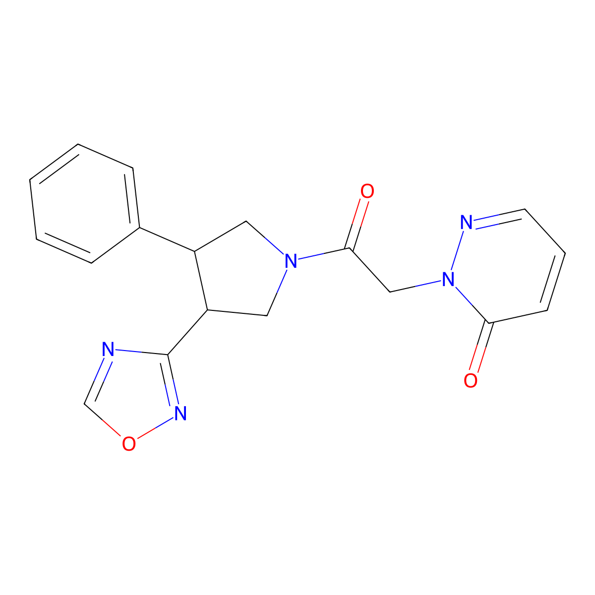 2-(2-(3-(1,2,4-oxadiazol-3-yl)-4-phenylpyrrolidin-1-yl)-2-oxoethyl)pyridazin-3(2H)-one molecular structure, CAS 2034417-18-8
