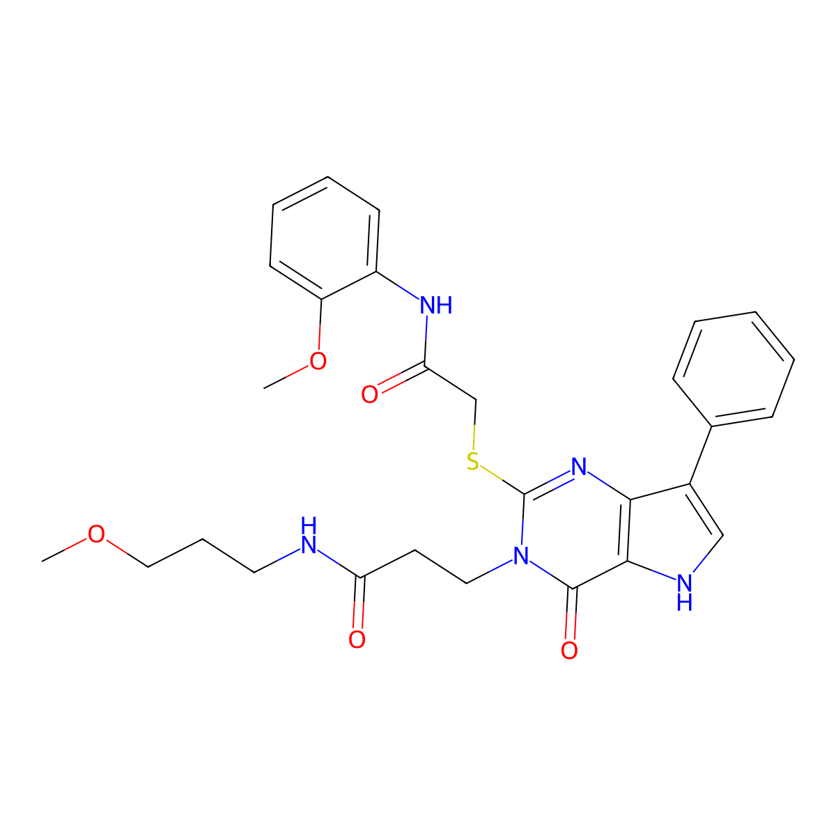 3-(2-((2-((2-methoxyphenyl)amino)-2-oxoethyl)thio)-4-oxo-7-phenyl-4,5-dihydro-3H-pyrrolo[3,2-d]pyrimidin-3-yl)-N-(3-methoxypropyl)propanamide molecular structure, CAS 2034417-24-6