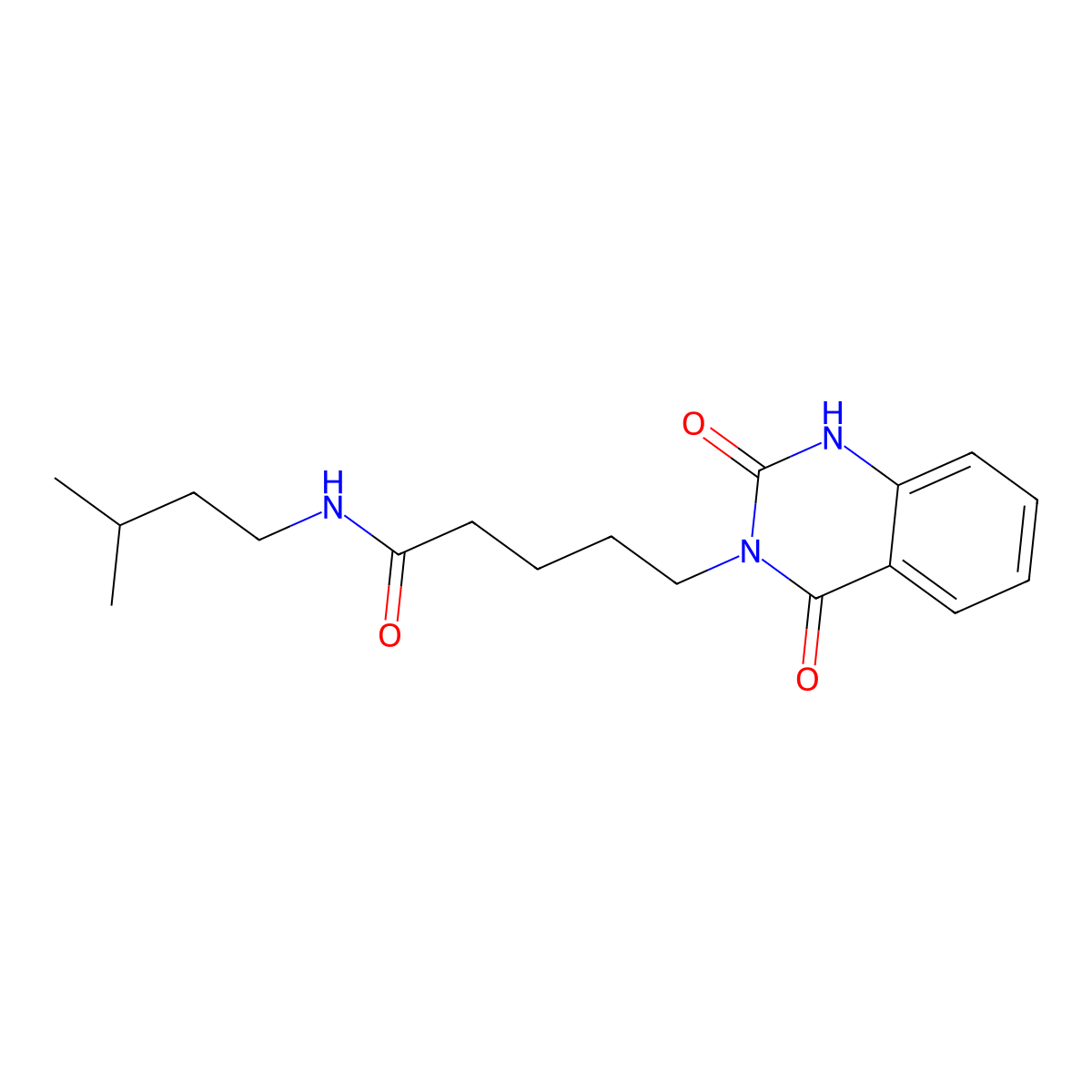 5-(2,4-dioxo-1,2-dihydroquinazolin-3(4H)-yl)-N-isopentylpentanamide molecular structure, CAS 2034417-34-8