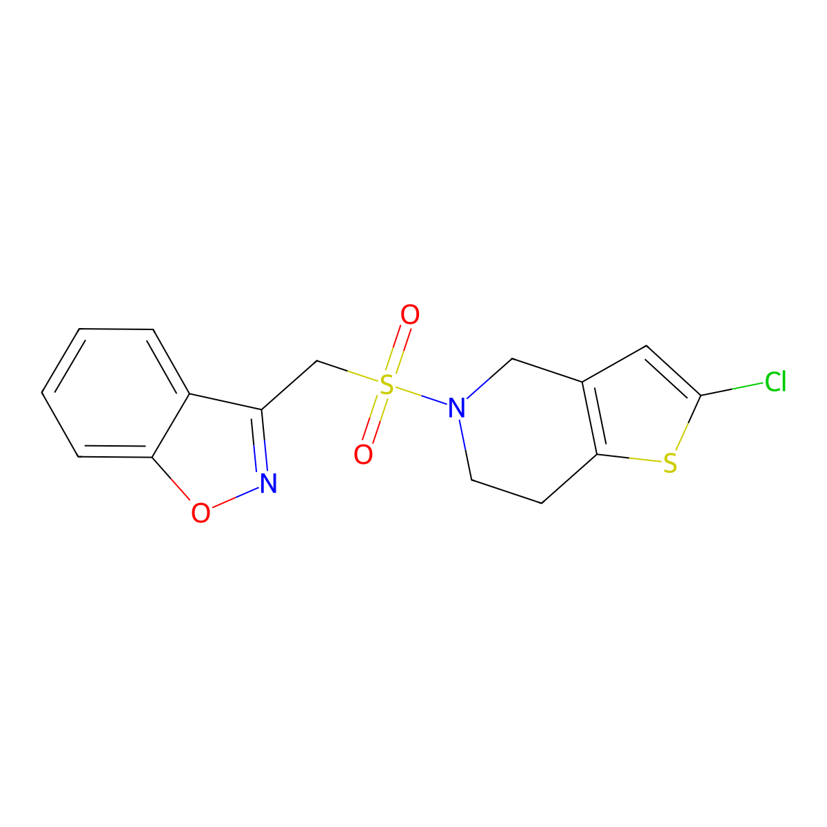 3-(((2-chloro-6,7-dihydrothieno[3,2-c]pyridin-5(4H)-yl)sulfonyl)methyl)benzo[d]isoxazole molecular structure, CAS 2034417-36-0