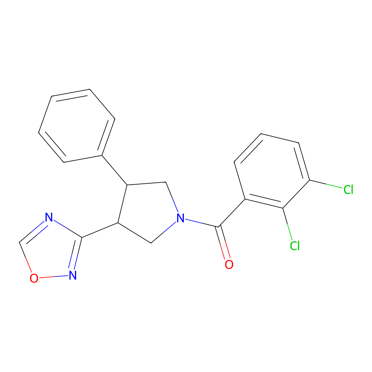 (3-(1,2,4-Oxadiazol-3-yl)-4-phenylpyrrolidin-1-yl)(2,3-dichlorophenyl)methanone molecular structure, CAS 2034417-46-2