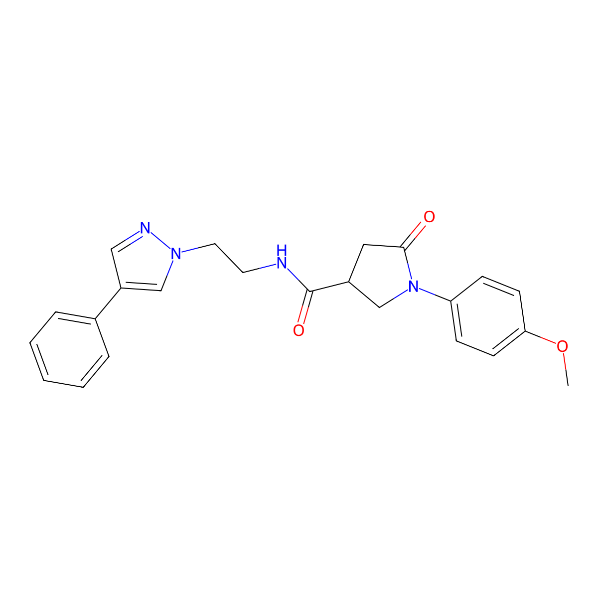 1-(4-methoxyphenyl)-5-oxo-N-[2-(4-phenyl-1H-pyrazol-1-yl)ethyl]pyrrolidine-3-carboxamide molecular structure, CAS 2034417-51-9