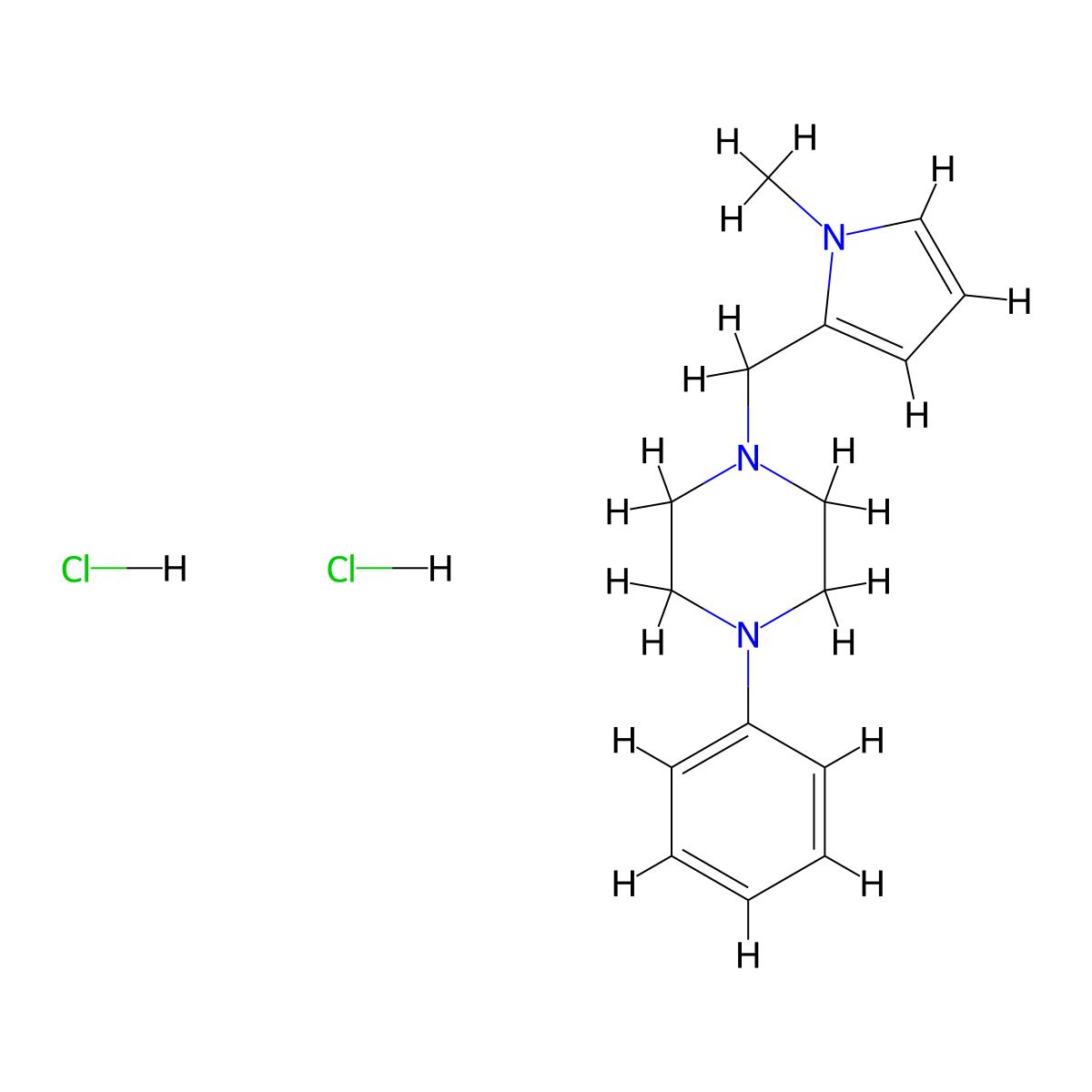 1-((1-methyl-1H-pyrrol-2-yl)methyl)-4-phenylpiperazine dihydrochloride molecular structure, CAS 2034417-54-2