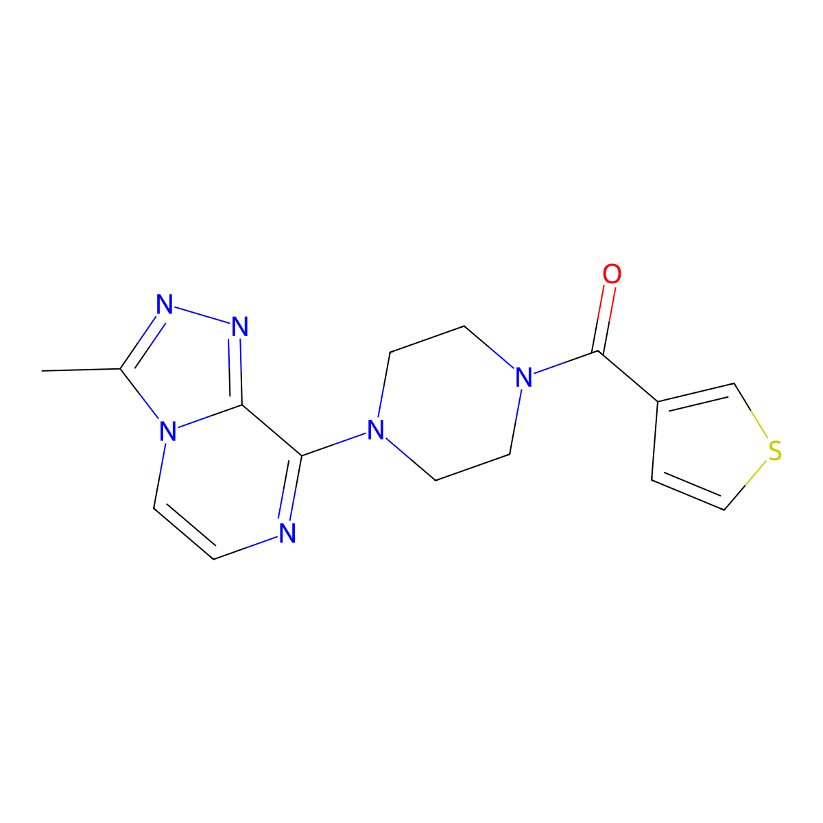 (4-(3-Methyl-[1,2,4]triazolo[4,3-a]pyrazin-8-yl)piperazin-1-yl)(thiophen-3-yl)methanone molecular structure, CAS 2034417-55-3