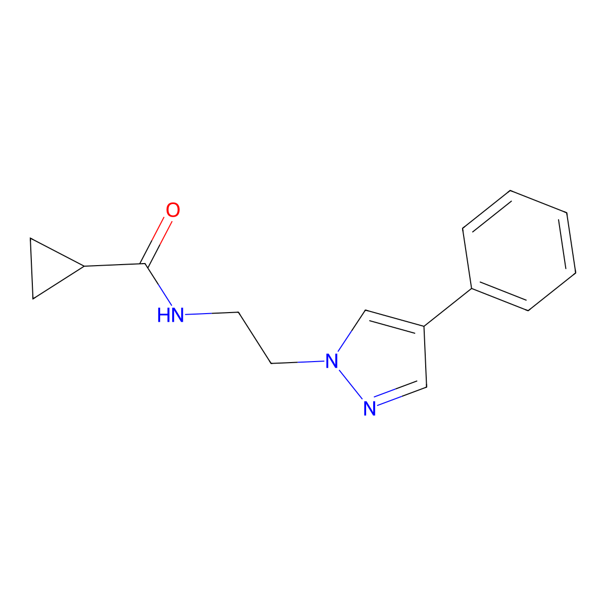 N-[2-(4-phenyl-1H-pyrazol-1-yl)ethyl]cyclopropanecarboxamide molecular structure, CAS 2034417-56-4