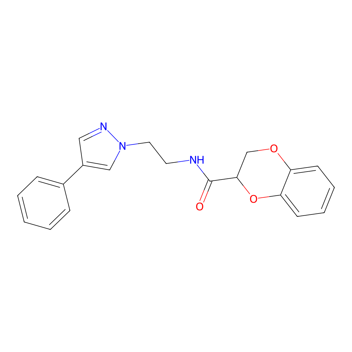 N-(2-(4-phenyl-1H-pyrazol-1-yl)ethyl)-2,3-dihydrobenzo[b][1,4]dioxine-2-carboxamide molecular structure, CAS 2034417-61-1