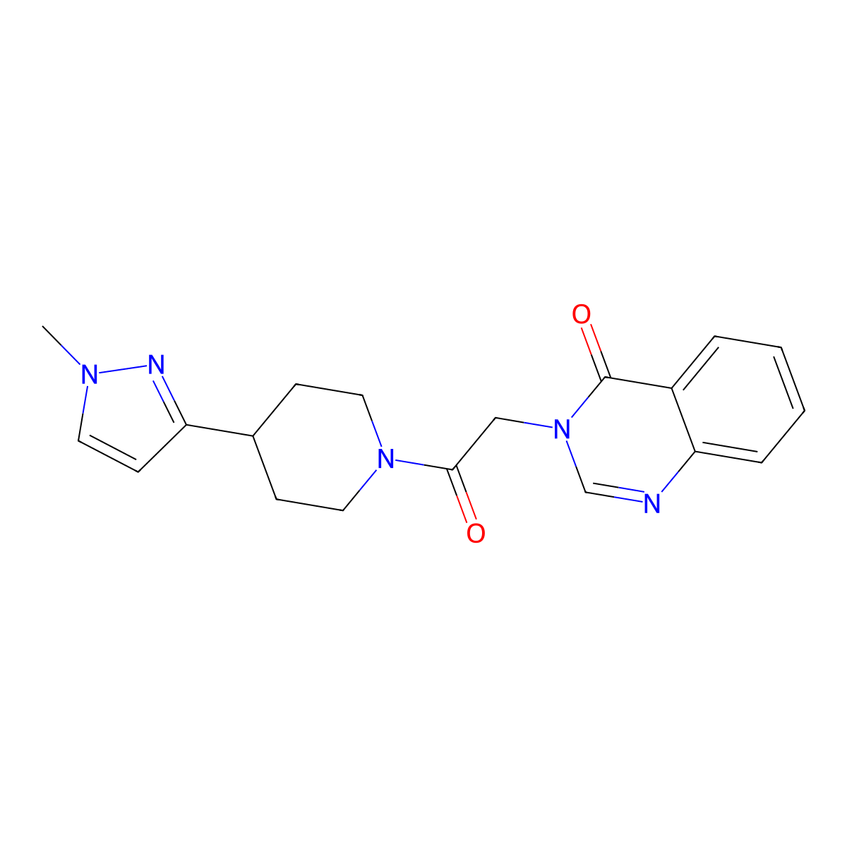 3-(2-(4-(1-methyl-1H-pyrazol-3-yl)piperidin-1-yl)-2-oxoethyl)quinazolin-4(3H)-one molecular structure, CAS 2034417-65-5