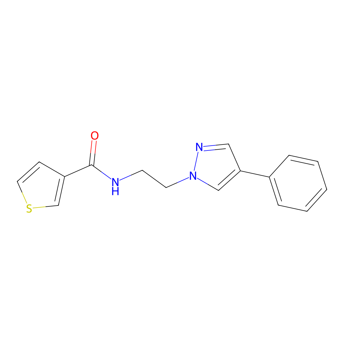 N-(2-(4-phenyl-1H-pyrazol-1-yl)ethyl)thiophene-3-carboxamide molecular structure, CAS 2034417-66-6