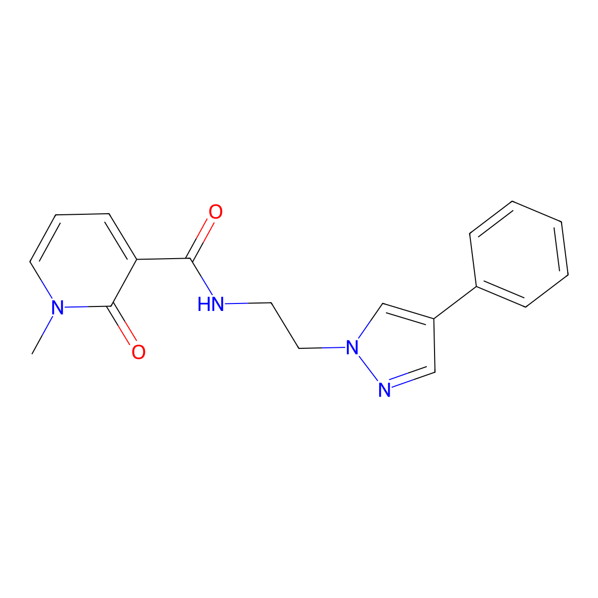 1-methyl-2-oxo-N-[2-(4-phenyl-1H-pyrazol-1-yl)ethyl]-1,2-dihydropyridine-3-carboxamide molecular structure, CAS 2034417-72-4