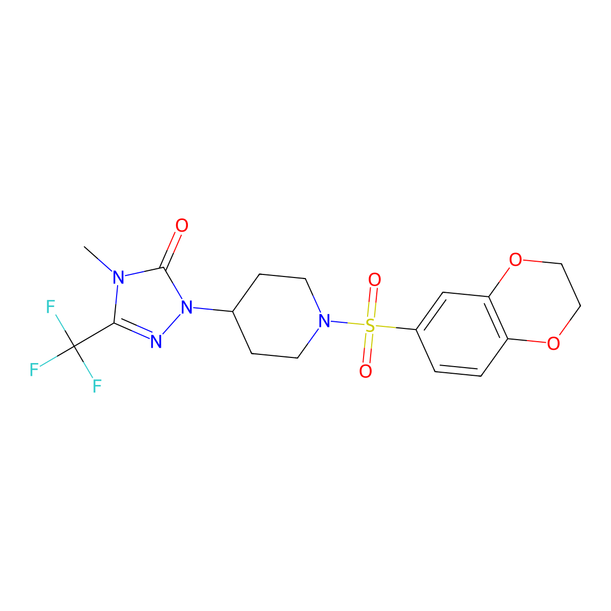 1-(1-((2,3-dihydrobenzo[b][1,4]dioxin-6-yl)sulfonyl)piperidin-4-yl)-4-methyl-3-(trifluoromethyl)-1H-1,2,4-triazol-5(4H)-one molecular structure, CAS 2034417-94-0