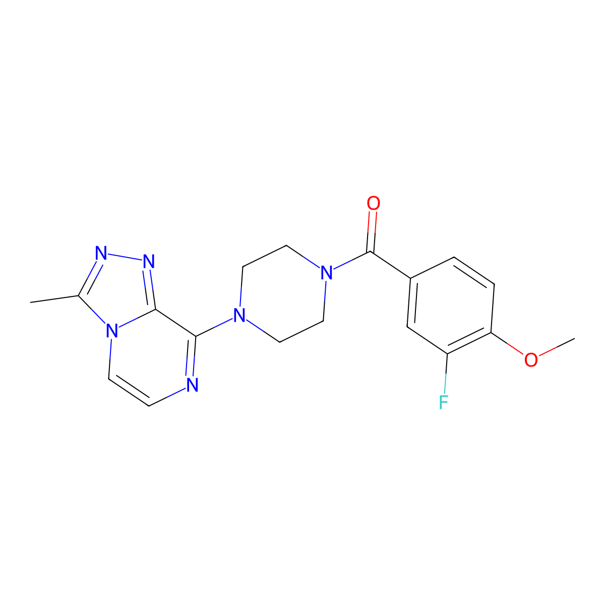 (3-Fluoro-4-methoxyphenyl)(4-(3-methyl-[1,2,4]triazolo[4,3-a]pyrazin-8-yl)piperazin-1-yl)methanone molecular structure, CAS 2034417-96-2