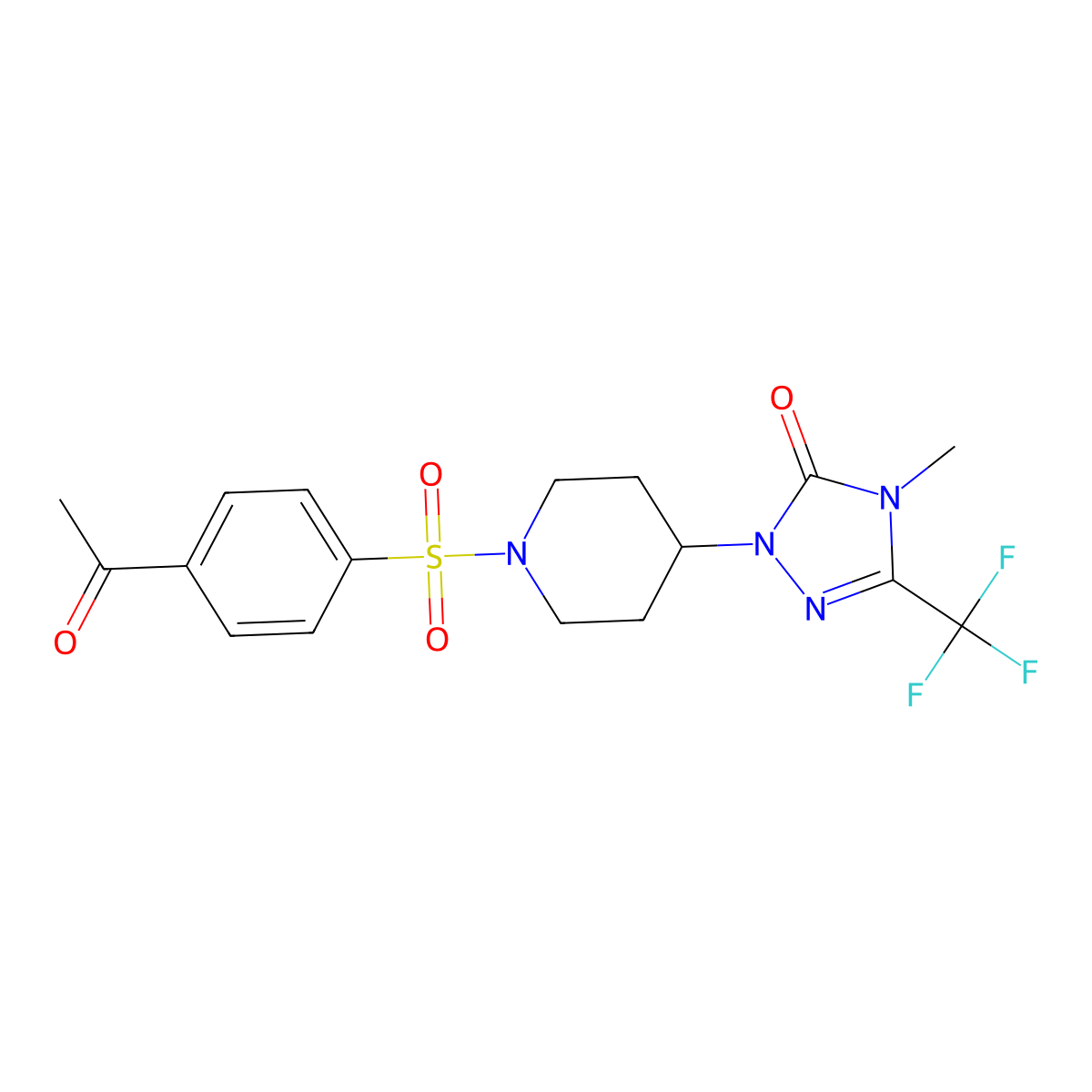 1-(1-((4-acetylphenyl)sulfonyl)piperidin-4-yl)-4-methyl-3-(trifluoromethyl)-1H-1,2,4-triazol-5(4H)-one molecular structure, CAS 2034417-98-4