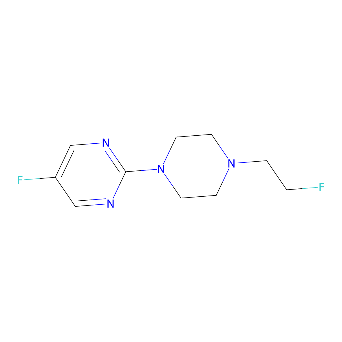 5-Fluoro-2-[4-(2-fluoroethyl)piperazin-1-yl]pyrimidine molecular structure, CAS 2034418-04-5