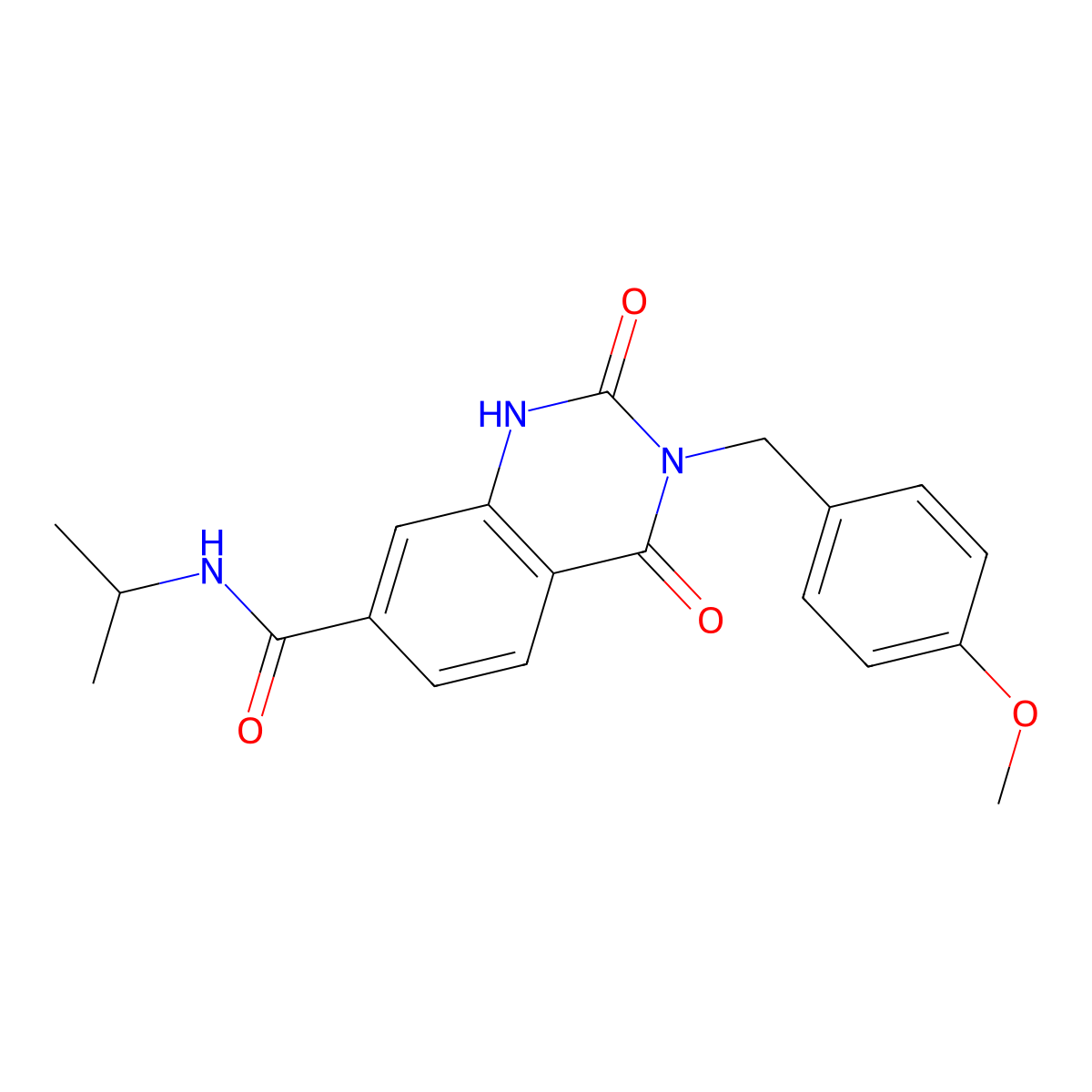 N-isopropyl-3-(4-methoxybenzyl)-2,4-dioxo-1,2,3,4-tetrahydroquinazoline-7-carboxamide molecular structure, CAS 2034418-09-0