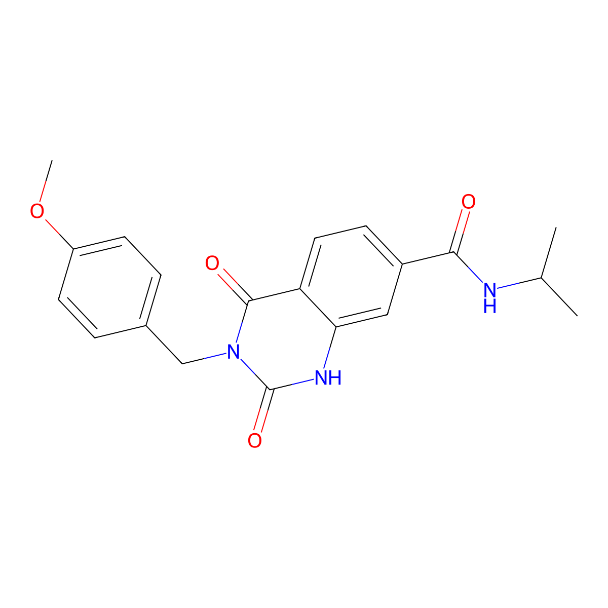 N-isopropyl-3-(4-methoxybenzyl)-2,4-dioxo-1,2,3,4-tetrahydroquinazoline-7-carboxamide molecular structure, CAS 2034418-09-0