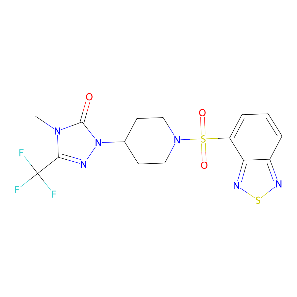 1-(1-(benzo[c][1,2,5]thiadiazol-4-ylsulfonyl)piperidin-4-yl)-4-methyl-3-(trifluoromethyl)-1H-1,2,4-triazol-5(4H)-one molecular structure, CAS 2034418-22-7