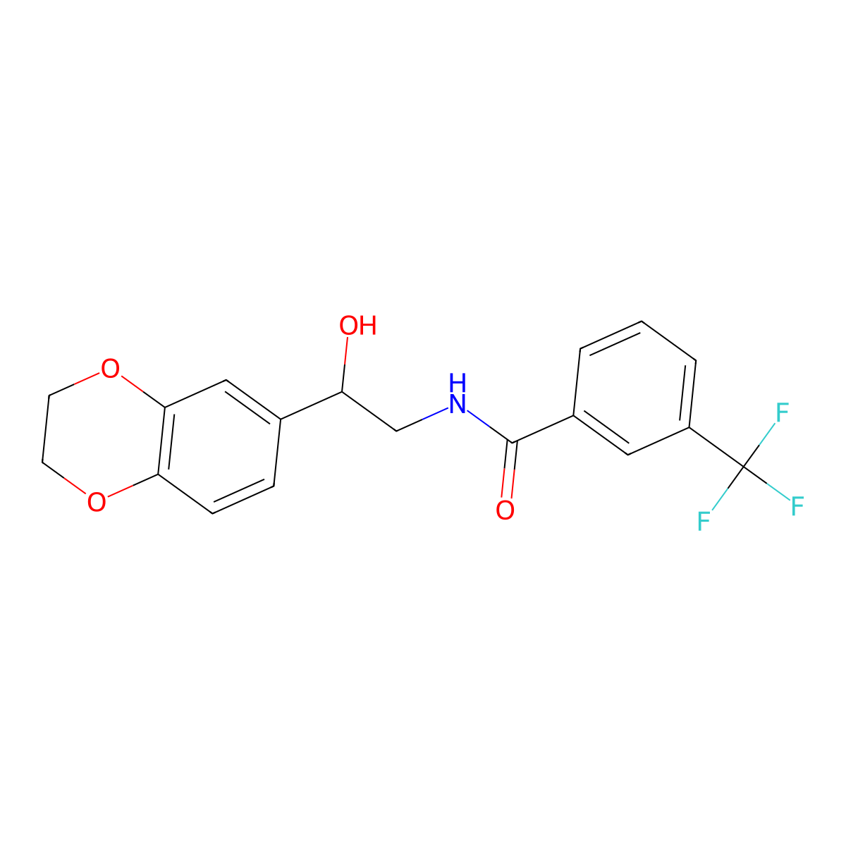 N-(2-(2,3-dihydrobenzo[b][1,4]dioxin-6-yl)-2-hydroxyethyl)-3-(trifluoromethyl)benzamide molecular structure, CAS 2034418-25-0