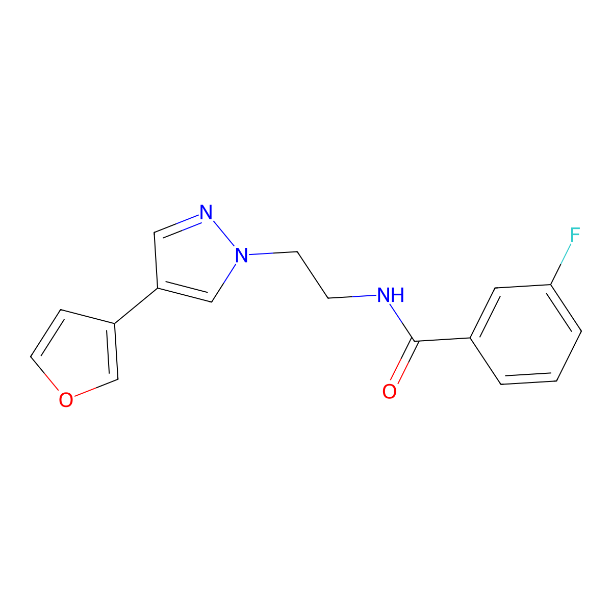 3-fluoro-N-(2-(4-(furan-3-yl)-1H-pyrazol-1-yl)ethyl)benzamide molecular structure, CAS 2034418-26-1