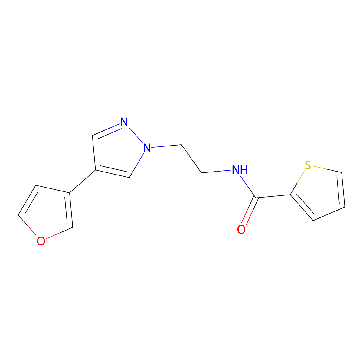 N-(2-(4-(furan-3-yl)-1H-pyrazol-1-yl)ethyl)thiophene-2-carboxamide molecular structure, CAS 2034418-28-3
