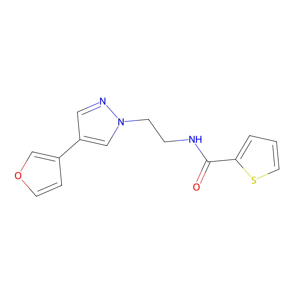 N-(2-(4-(furan-3-yl)-1H-pyrazol-1-yl)ethyl)thiophene-2-carboxamide molecular structure, CAS 2034418-28-3