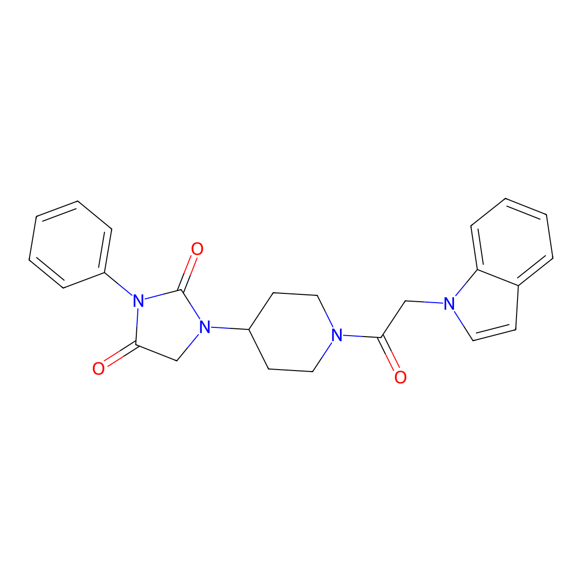 1-(1-(2-(1H-indol-1-yl)acetyl)piperidin-4-yl)-3-phenylimidazolidine-2,4-dione molecular structure, CAS 2034418-29-4