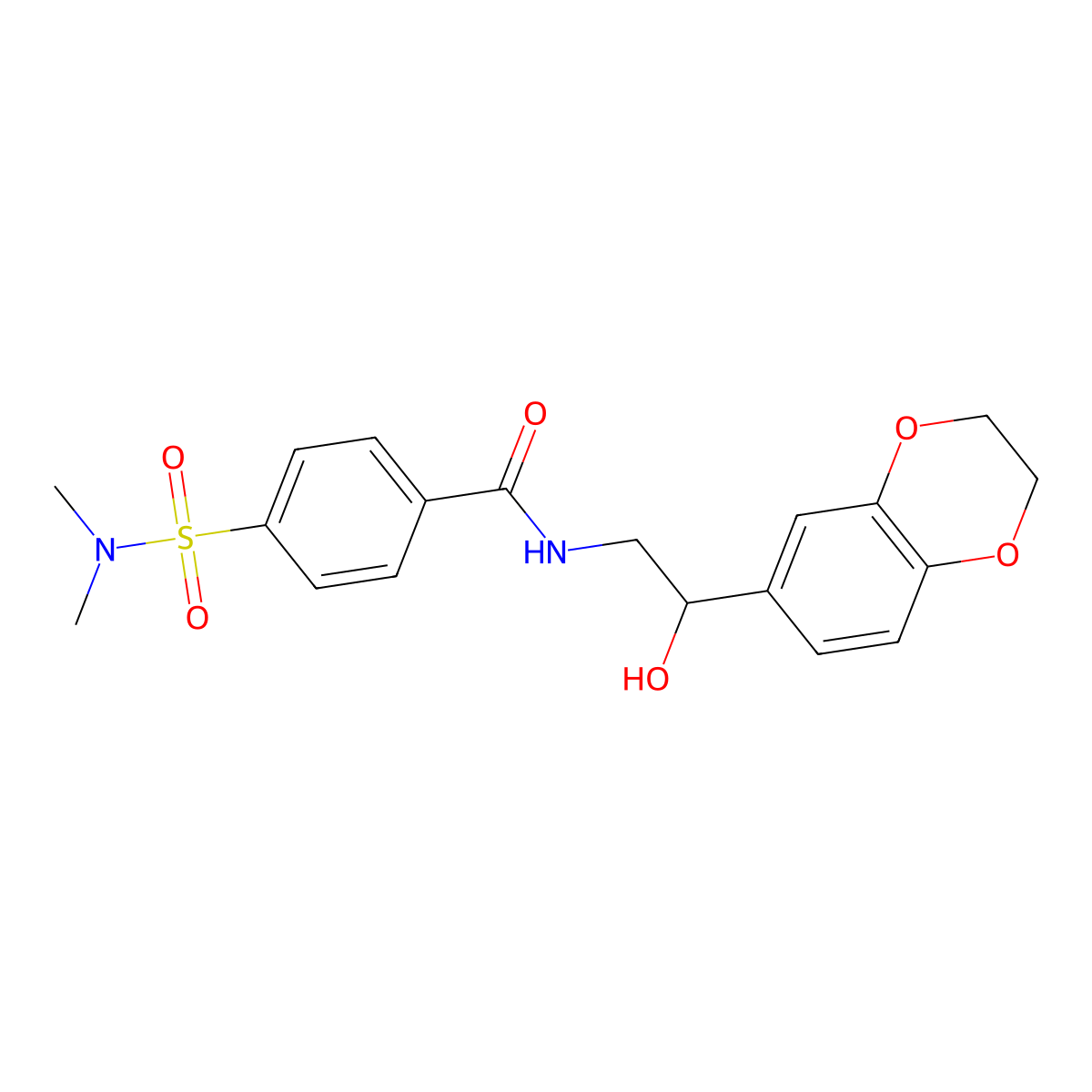 N-[2-(2,3-dihydro-1,4-benzodioxin-6-yl)-2-hydroxyethyl]-4-(dimethylsulfamoyl)benzamide molecular structure, CAS 2034418-31-8