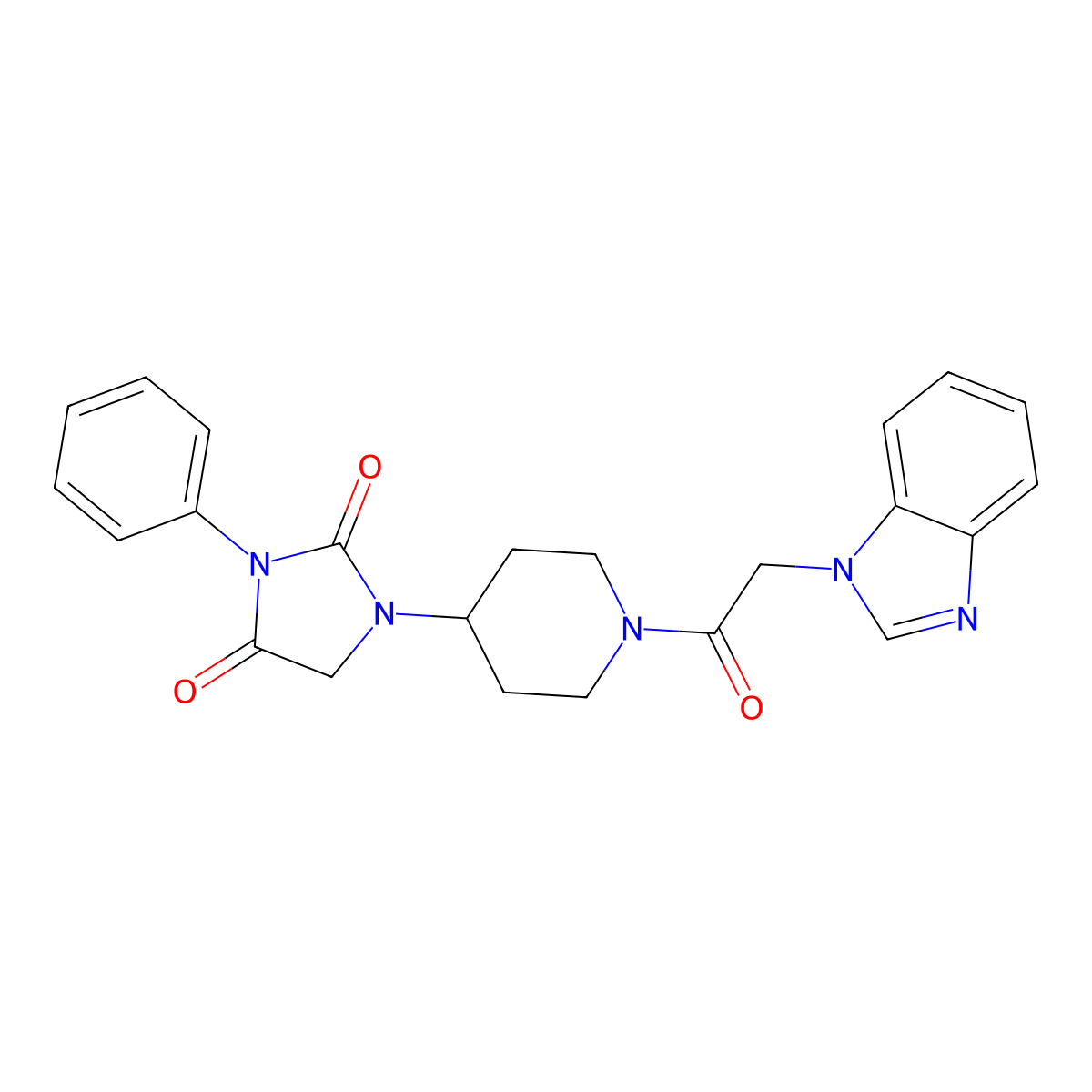 1-(1-(2-(1H-benzo[d]imidazol-1-yl)acetyl)piperidin-4-yl)-3-phenylimidazolidine-2,4-dione molecular structure, CAS 2034418-32-9