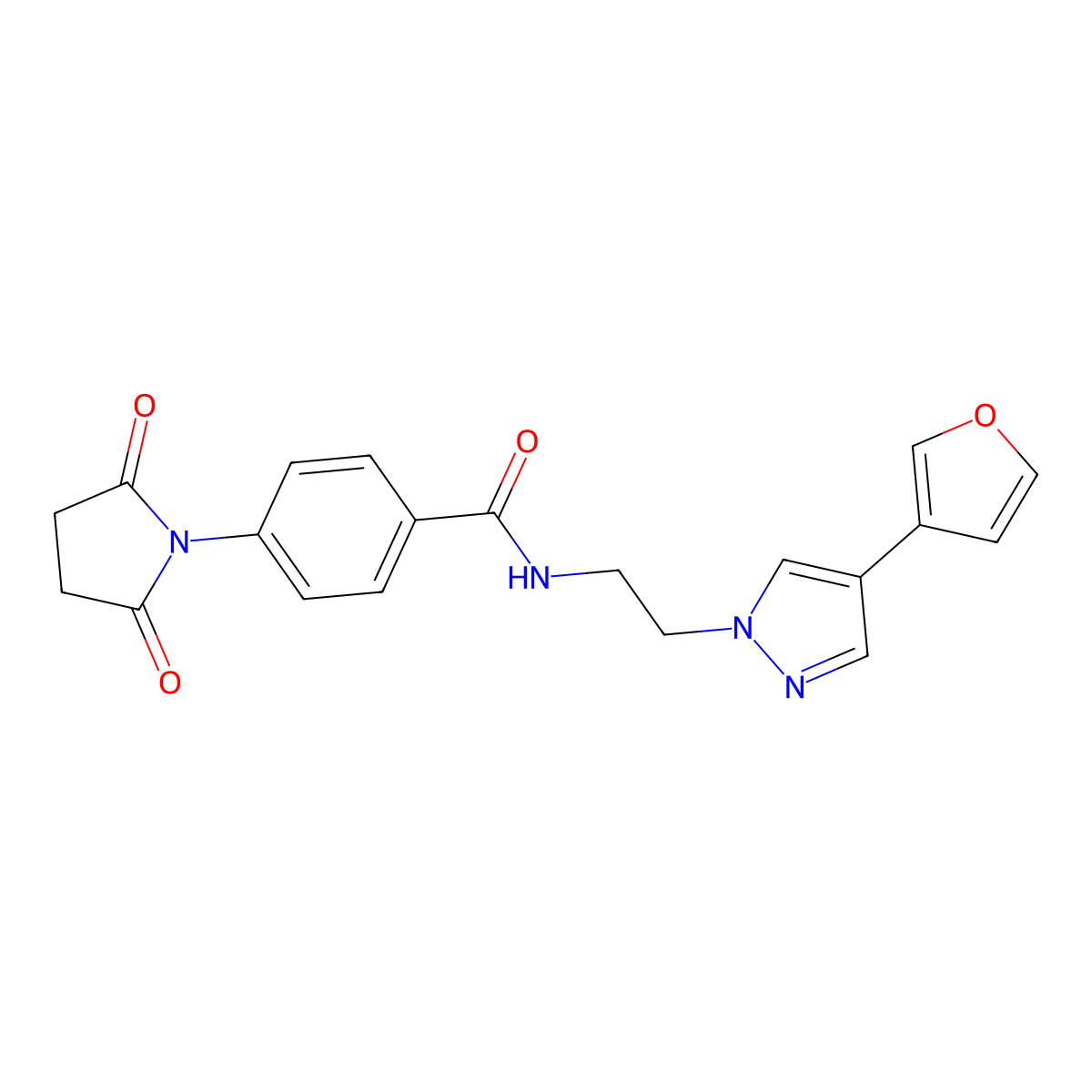 4-(2,5-dioxopyrrolidin-1-yl)-N-{2-[4-(furan-3-yl)-1H-pyrazol-1-yl]ethyl}benzamide molecular structure, CAS 2034418-34-1