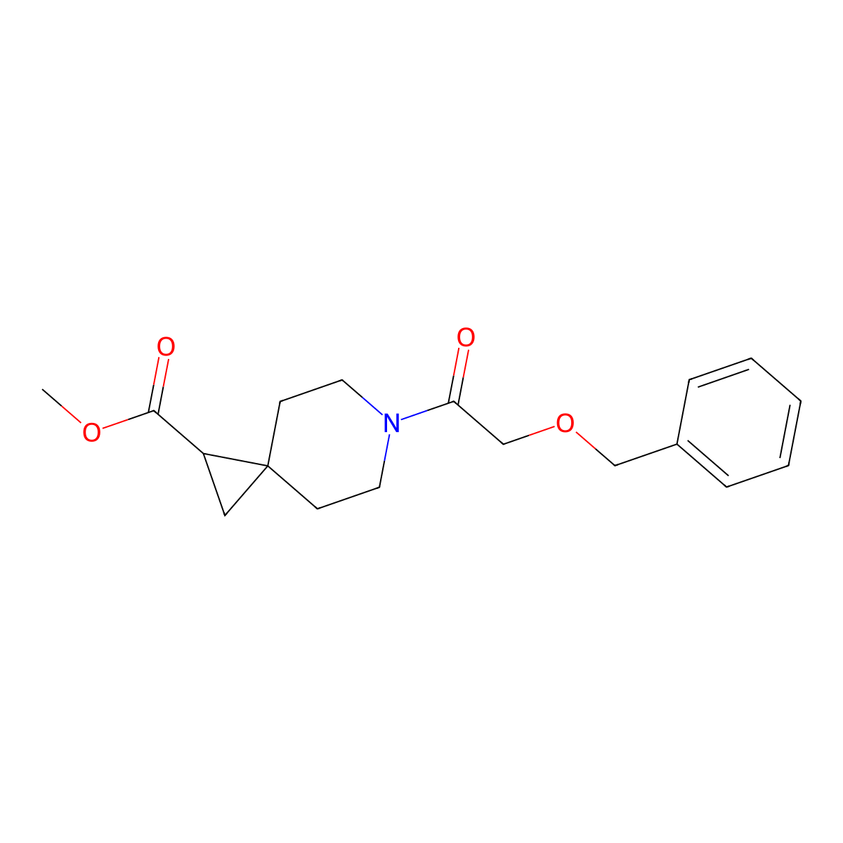 Methyl 6-(2-(benzyloxy)acetyl)-6-azaspiro[2.5]octane-1-carboxylate molecular structure, CAS 2034418-35-2