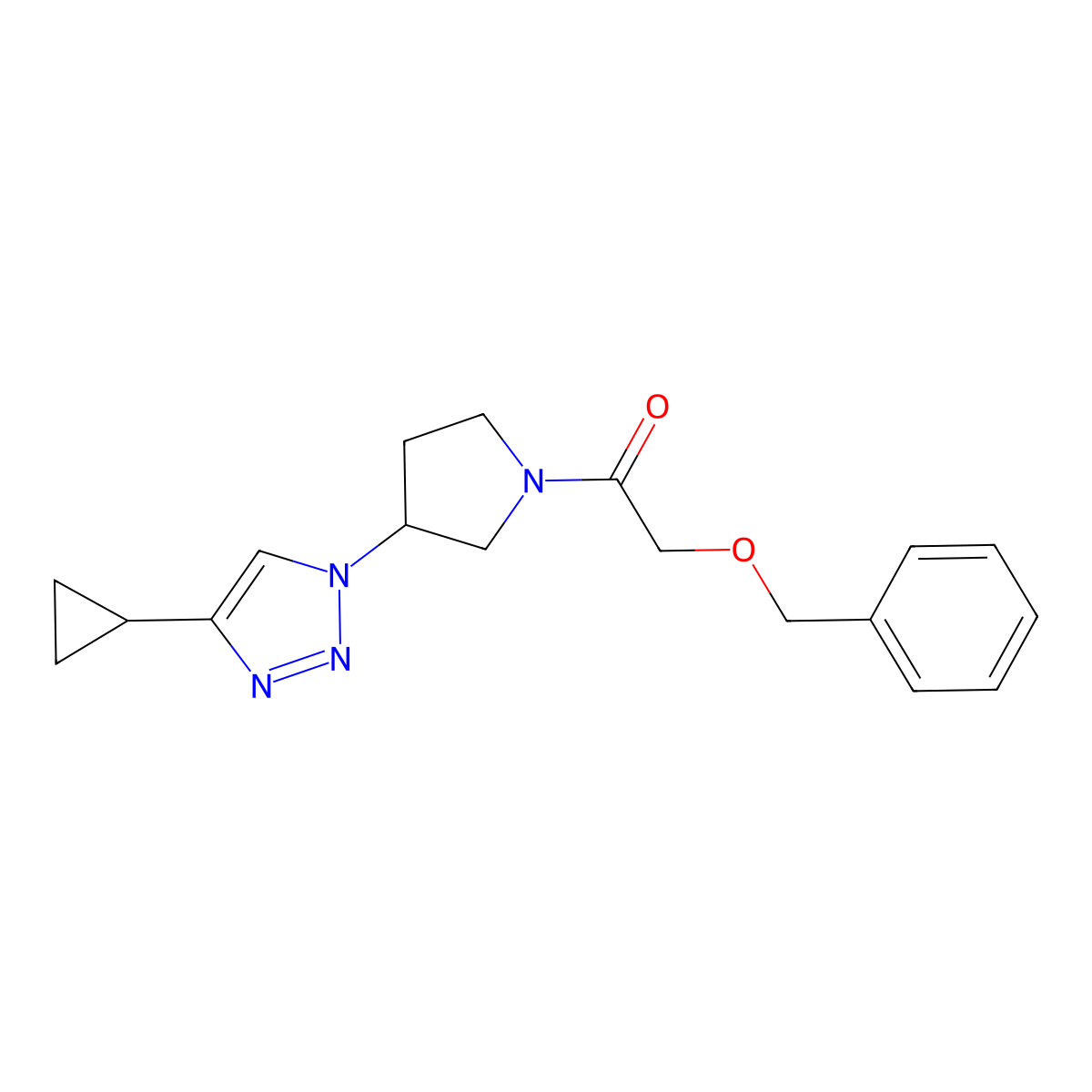 2-(benzyloxy)-1-(3-(4-cyclopropyl-1H-1,2,3-triazol-1-yl)pyrrolidin-1-yl)ethanone molecular structure, CAS 2034418-37-4