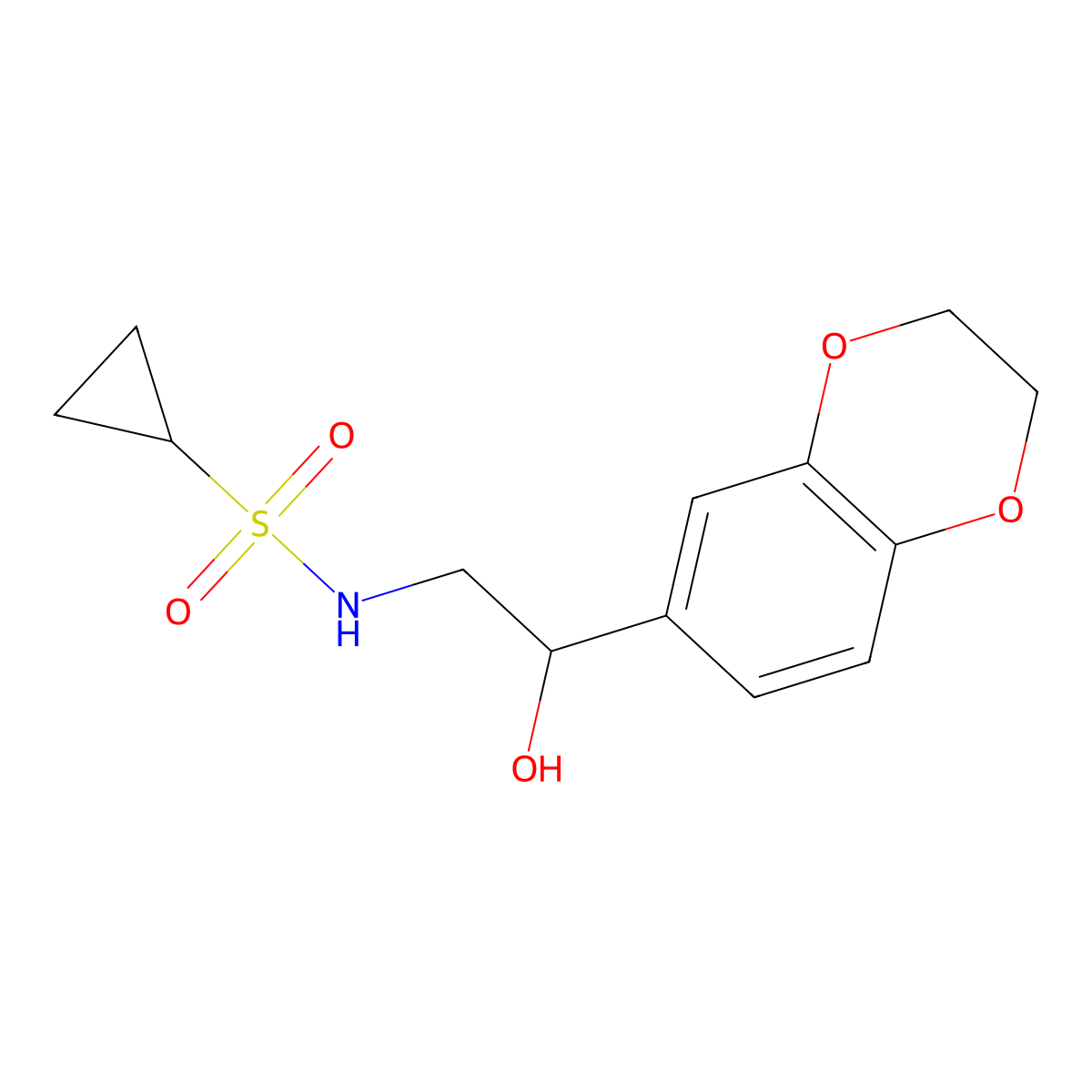N-[2-(2,3-dihydro-1,4-benzodioxin-6-yl)-2-hydroxyethyl]cyclopropanesulfonamide molecular structure, CAS 2034418-39-6