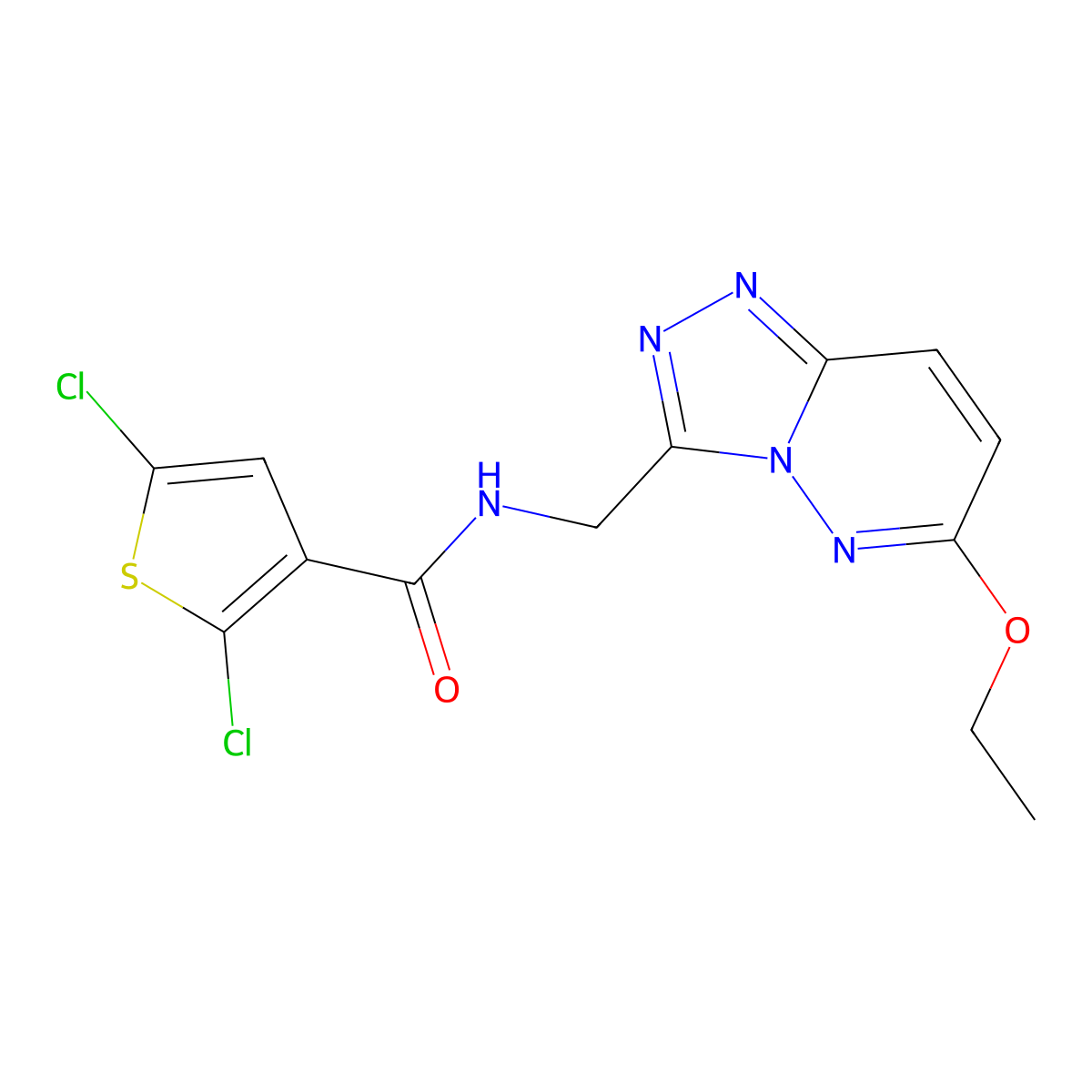 2,5-dichloro-N-((6-ethoxy-[1,2,4]triazolo[4,3-b]pyridazin-3-yl)methyl)thiophene-3-carboxamide molecular structure, CAS 2034418-42-1