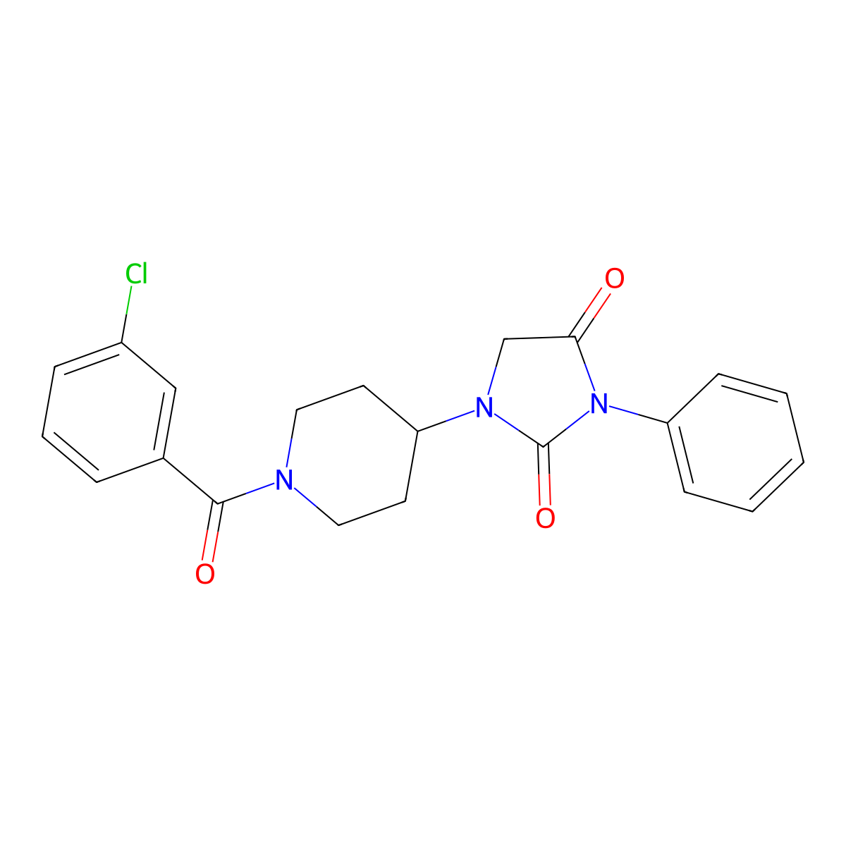 1-[1-(3-Chlorobenzoyl)piperidin-4-yl]-3-phenylimidazolidine-2,4-dione molecular structure, CAS 2034418-43-2