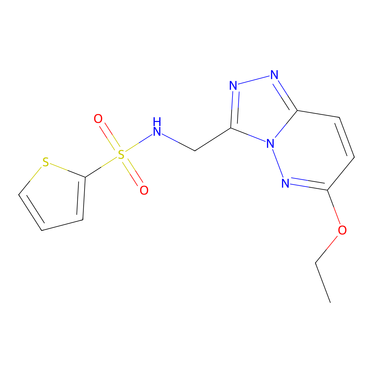 N-((6-ethoxy-[1,2,4]triazolo[4,3-b]pyridazin-3-yl)methyl)thiophene-2-sulfonamide molecular structure, CAS 2034418-50-1