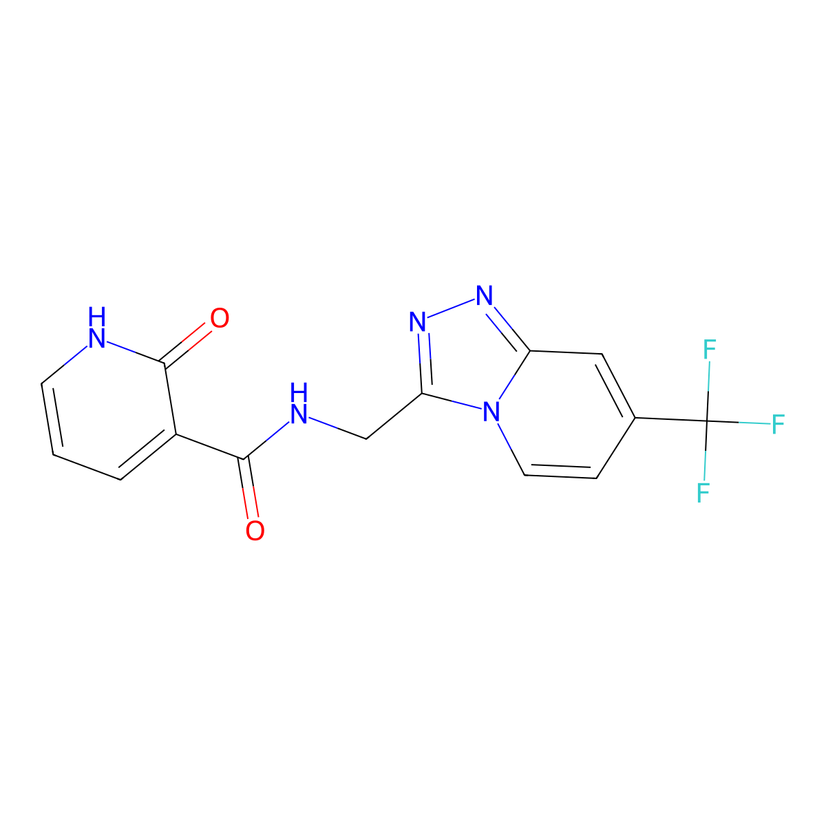 2-oxo-N-((7-(trifluoromethyl)-[1,2,4]triazolo[4,3-a]pyridin-3-yl)methyl)-1,2-dihydropyridine-3-carboxamide molecular structure, CAS 2034418-51-2