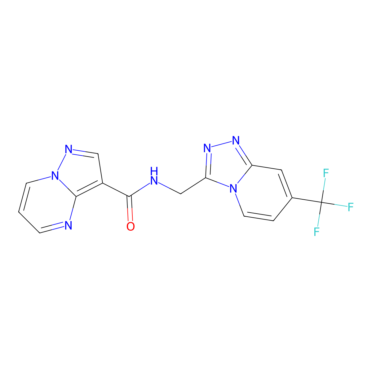 N-{[7-(trifluoromethyl)-[1,2,4]triazolo[4,3-a]pyridin-3-yl]methyl}pyrazolo[1,5-a]pyrimidine-3-carboxamide molecular structure, CAS 2034418-57-8