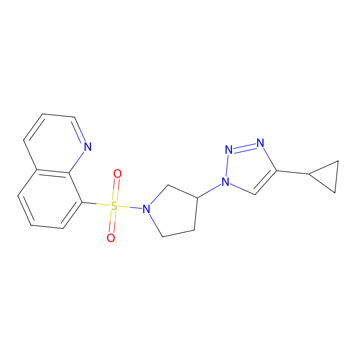 8-{[3-(4-cyclopropyl-1H-1,2,3-triazol-1-yl)pyrrolidin-1-yl]sulfonyl}quinoline molecular structure, CAS 2034418-62-5