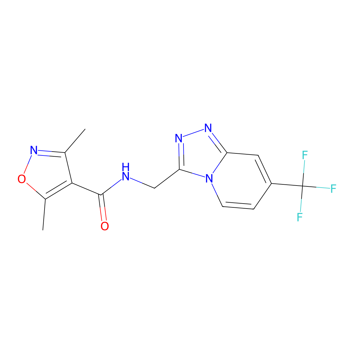3,5-dimethyl-N-((7-(trifluoromethyl)-[1,2,4]triazolo[4,3-a]pyridin-3-yl)methyl)isoxazole-4-carboxamide molecular structure, CAS 2034418-64-7